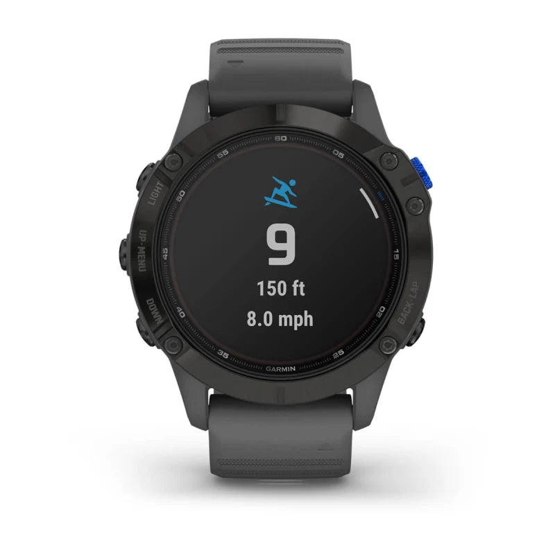 Garmin Fēnix 6, Pro Solar Edition, color negro y correa gris pizarra (reacondicionado certificado por Garmin) 