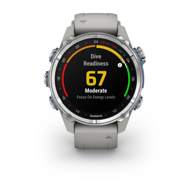 Garmin Descent Mk3, 43 mm, acero inoxidable con correa de silicona gris niebla (010-02753-03)