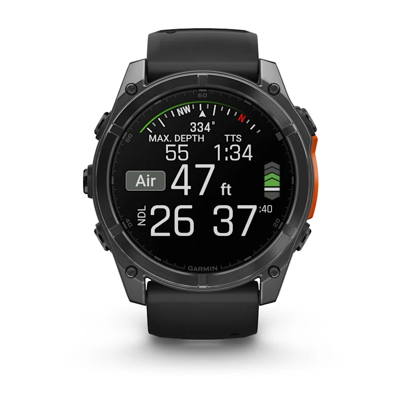 Garmin Fenix ​​8, 51 mm AMOLED, gris ardoise avec bracelet en silicone noir (010-02905-00)