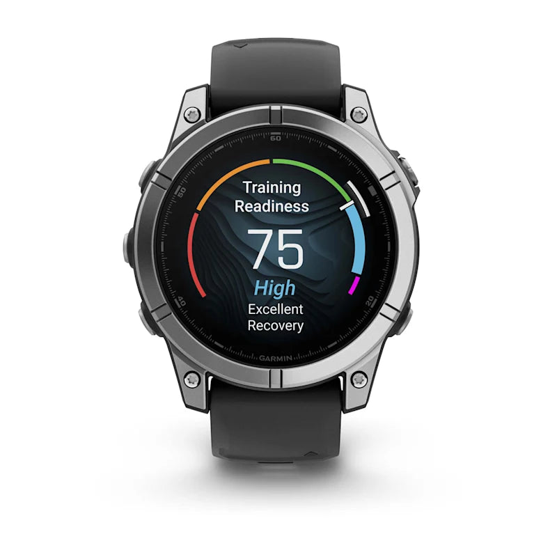 Garmin Fenix ​​E, 47 mm AMOLED, acero inoxidable con correa de silicona negra (010-03025-02)