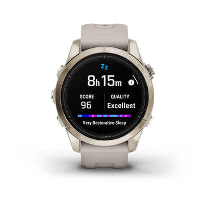 Garmin Epix Pro (Gen 2), edición zafiro de 42 mm, dorado suave con correa color arena claro (010-02802-10)