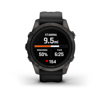 Garmin Epix Pro (Gen 2), 42 mm Sapphire Edition Carbon Gray DLC Titanium avec bracelet noir (010-02802-14)