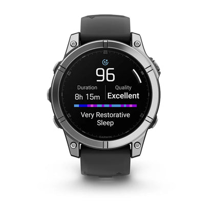 Garmin Fenix ​​E, 47 mm AMOLED, acero inoxidable con correa de silicona negra (010-03025-02)