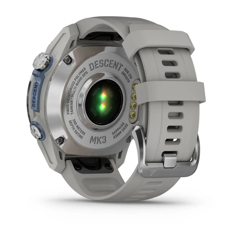 Garmin Descent Mk3, 43 mm, acero inoxidable con correa de silicona gris niebla (010-02753-03)