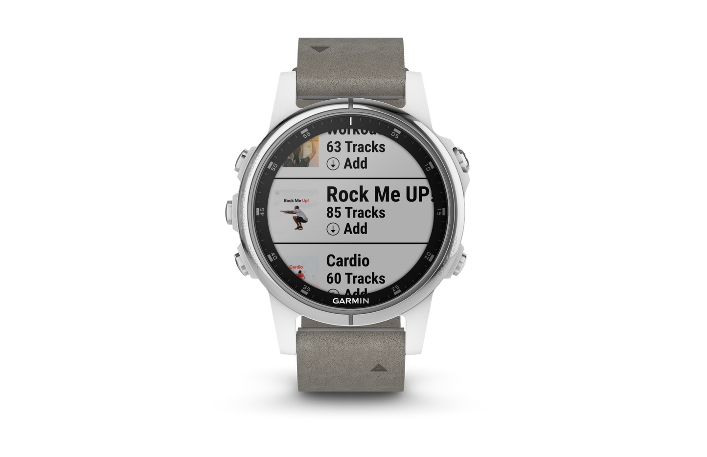 Garmin Fenix 5S Plus Sapphire White w/ Gray Suede