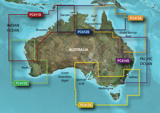 Garmin Australia, Esperance to Exmouth Bay Coastal Charts BlueChart g3 Vision | VPC410S | microSD/SD