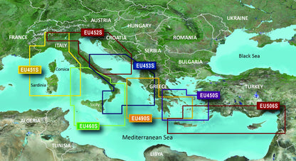 Garmin Adriatic Sea, South Coast Charts BlueChart g3 Vision | VEU453S | microSD/SD