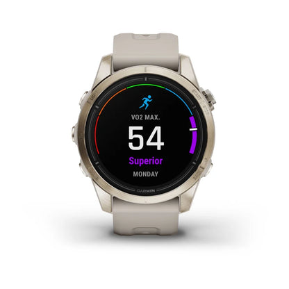 Garmin Epix Pro (Gen 2), edición zafiro de 42 mm, dorado suave con correa color arena claro (010-02802-10)