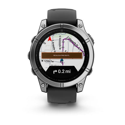 Garmin Fenix ​​E, 47 mm AMOLED, acero inoxidable con correa de silicona negra (010-03025-02)