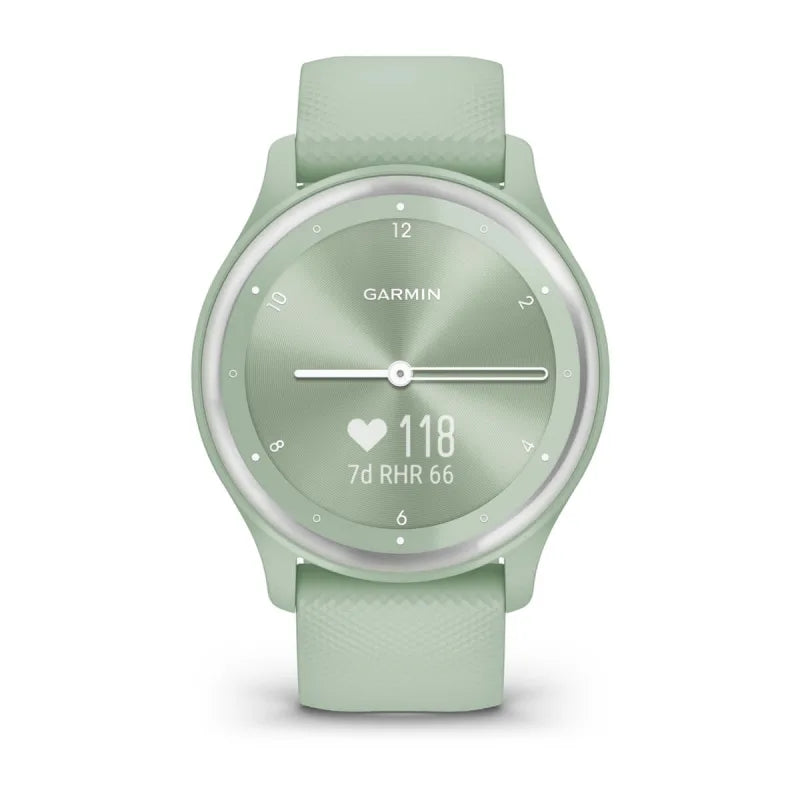 Estuche y correa de silicona con detalles plateados en color menta para Garmin Vívomove Sport (reacondicionado certificado por Garmin) 