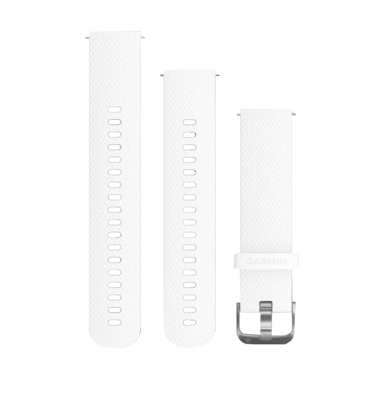 Correas de liberación rápida Garmin (20 mm) blancas con herrajes plateados