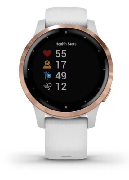 Garmin Vivoactive 4S - Rose Gold with White Band