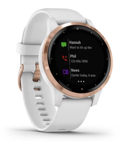 Garmin Vivoactive 4S - Rose Gold with White Band