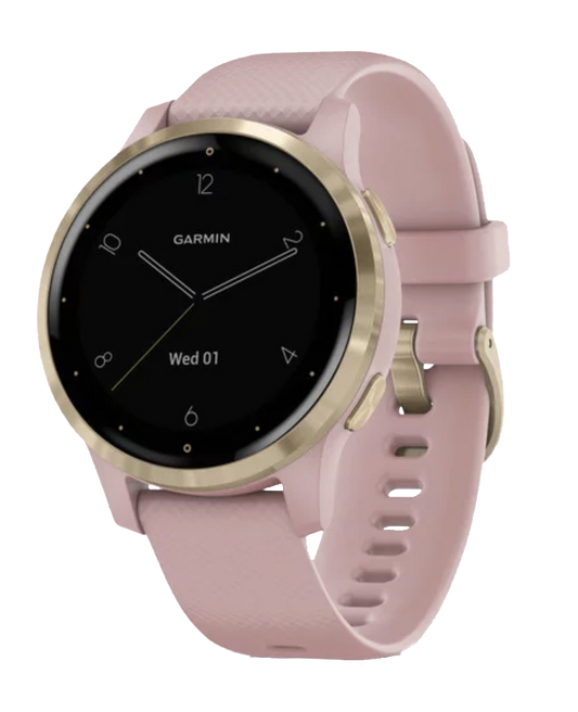 Garmin Vivoactive 4S - Or clair avec bracelet rose poudré (010-02172-31)