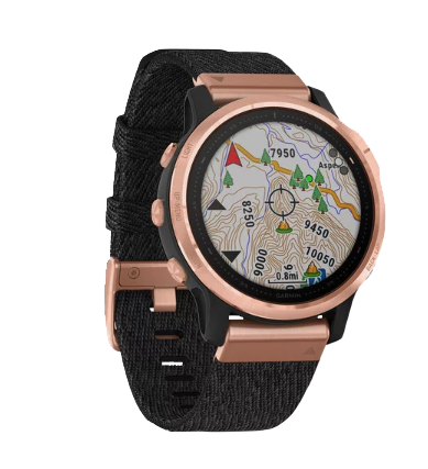 Garmin Fenix ​​6S Sapphire Rose Goldtone avec bracelet en nylon noir chiné (010-02159-36)