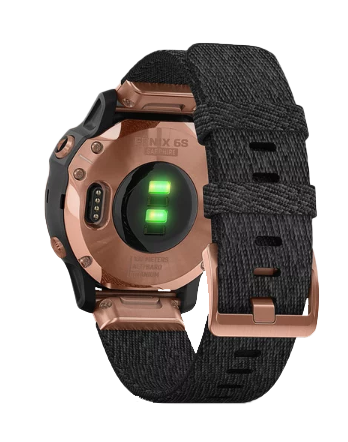 Garmin Fenix ​​6S Sapphire Rose Goldtone avec bracelet en nylon noir chiné (010-02159-36)