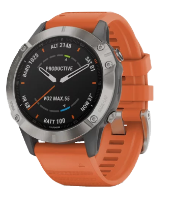 Garmin Fenix ​​6 Zafiro Titanio con Correa Naranja Ember (010-02158-13)