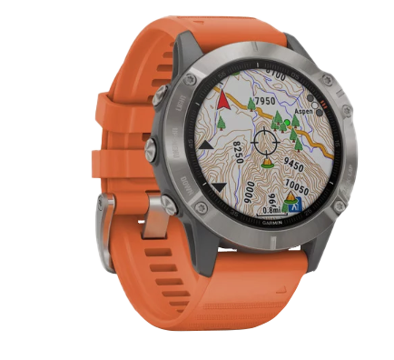 Garmin Fenix ​​6 Zafiro Titanio con Correa Naranja Ember (010-02158-13)