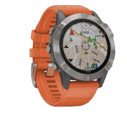 Garmin Fenix ​​6 Zafiro Titanio con Correa Naranja Ember (010-02158-13)