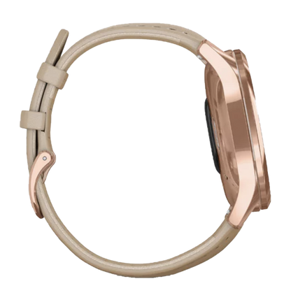 Garmin Vívomove Luxe - 18K Rose Gold PVD Stainless Steel Case with Light Sand Italian Leather Band