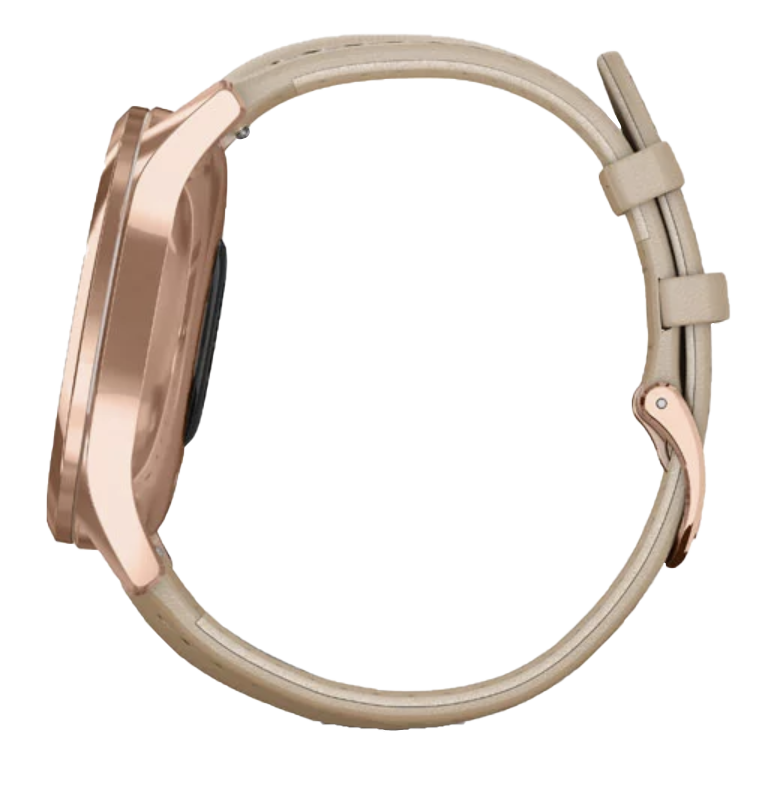 Garmin Vívomove Luxe - 18K Rose Gold PVD Stainless Steel Case with Light Sand Italian Leather Band