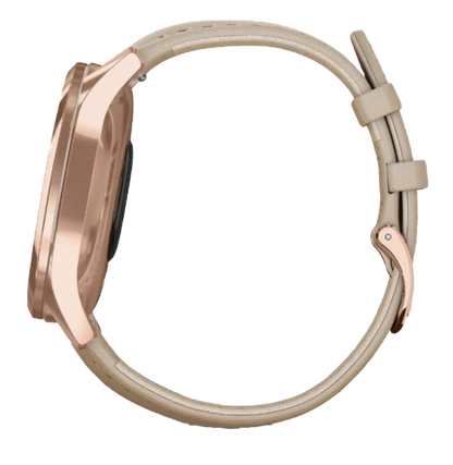 Garmin Vívomove Luxe - 18K Rose Gold PVD Stainless Steel Case with Light Sand Italian Leather Band