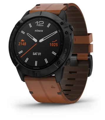 Garmin Fenix 6X Sapphire Black DCL with Chestnut Leather Band