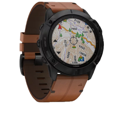 Garmin Fenix ​​6X Zafiro Negro DCL con Correa de Cuero en Color Castaño (010-02157-13)