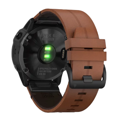 Garmin Fenix ​​6X Zafiro Negro DCL con Correa de Cuero en Color Castaño (010-02157-13)