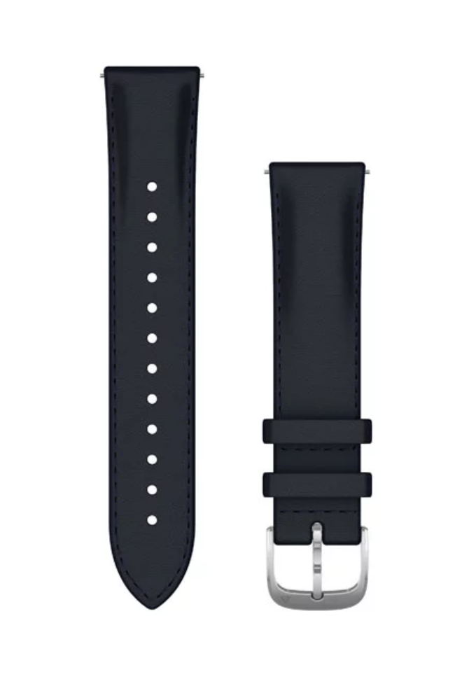 Garmin Quick Release Bands (20 mm) Navy Italian Leather w/ Silver Hardware