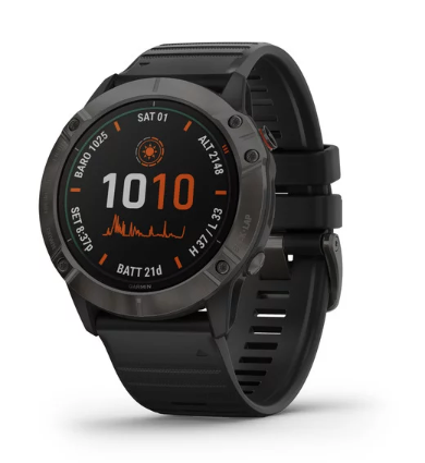 Garmin Fenix 6X Pro Solar Titanium Carbon Gray DLC with Black Band