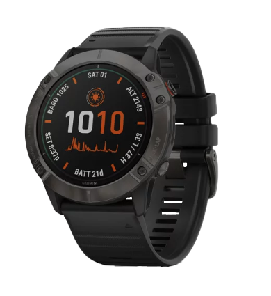 Garmin Fenix ​​6X Pro Solar Titanium Carbon Gray DLC con correa negra (010-02157-20)