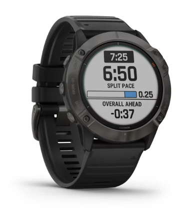 Garmin Fenix 6X Pro Solar Titanium Carbon Gray DLC with Black Band