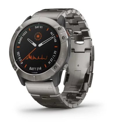 Garmin Fenix 6X Pro Solar Titanium with Vented Titanium Bracelet