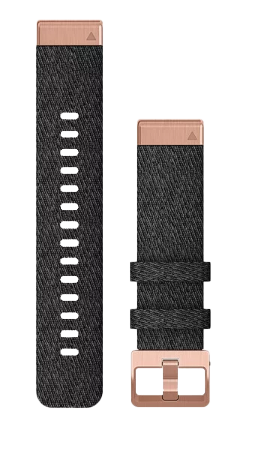 Garmin Quickfit 20 Watch Band Heathered Black Nylon with Rose Gold Hardware (010-12874-00)