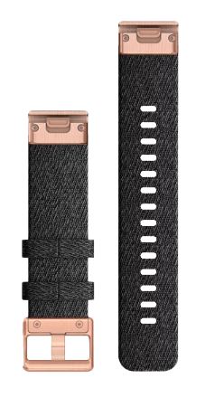 Garmin Quickfit 20 Watch Band Heathered Black Nylon with Rose Gold Hardware (010-12874-00)