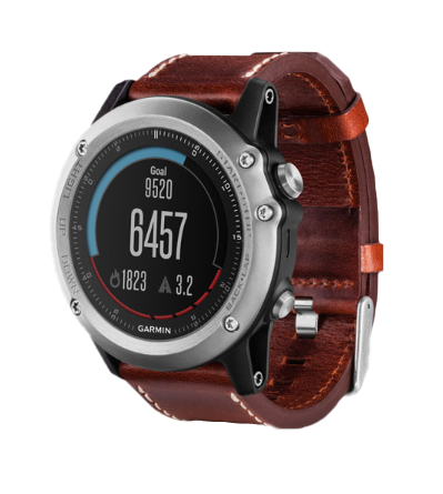 Reloj inteligente Garmin Fenix ​​3 Sapphire, plateado, con correa de cuero y GPS (reacondicionado certificado por Garmin)