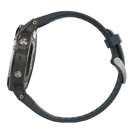 Garmin Fenix ​​5, argent avec bracelet bleu granit, montre connectée GPS (reconditionnée certifiée Garmin)