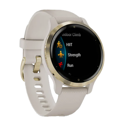 Garmin Venu 2S - Light Gold Stainless Steel Bezel with Light Sand Case and Silicone Band