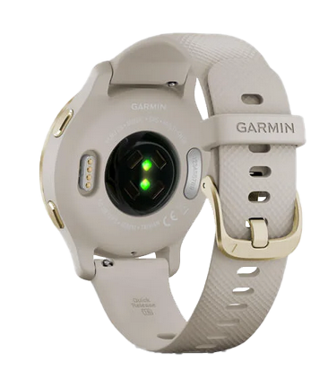 Garmin Venu 2S - Light Gold Stainless Steel Bezel with Light Sand Case and Silicone Band