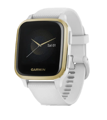 Garmin Venu Sq, lunette dorée avec bracelet blanc, montre connectée GPS (reconditionnée certifiée Garmin)