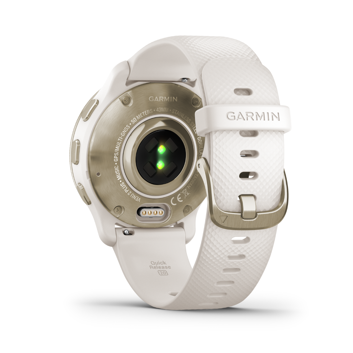 Garmin Venu 2 Plus - Cream Gold Stainless Steel Bezel with Ivory Case and Silicone Band (010-02496-02)