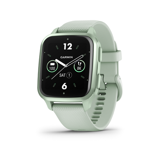 Garmin Venu Sq 2 - Metallic Mint Aluminum Bezel with Cool Mint Case and Silicone Band (010-02701-02)