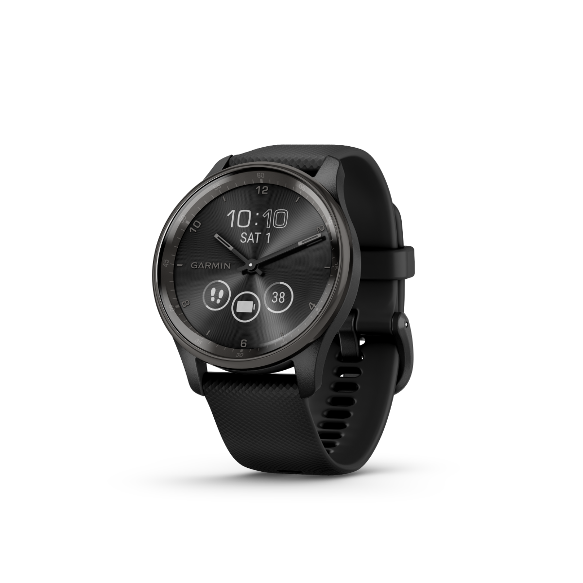 Garmin vivomove Trend Slate Lunette en acier inoxydable avec boîtier noir et bracelet en silicone (010-02665-00)