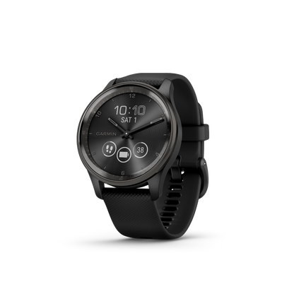 Garmin vivomove Trend Slate Lunette en acier inoxydable avec boîtier noir et bracelet en silicone (010-02665-00)