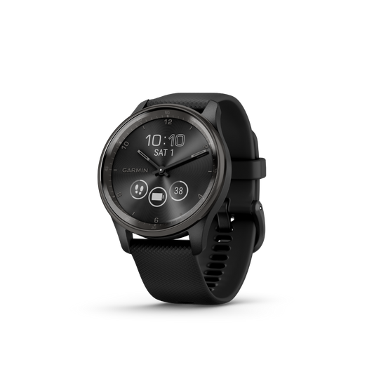 Garmin vivomove Trend Slate Stainless Steel Bezel with Black Case and Silicone Band