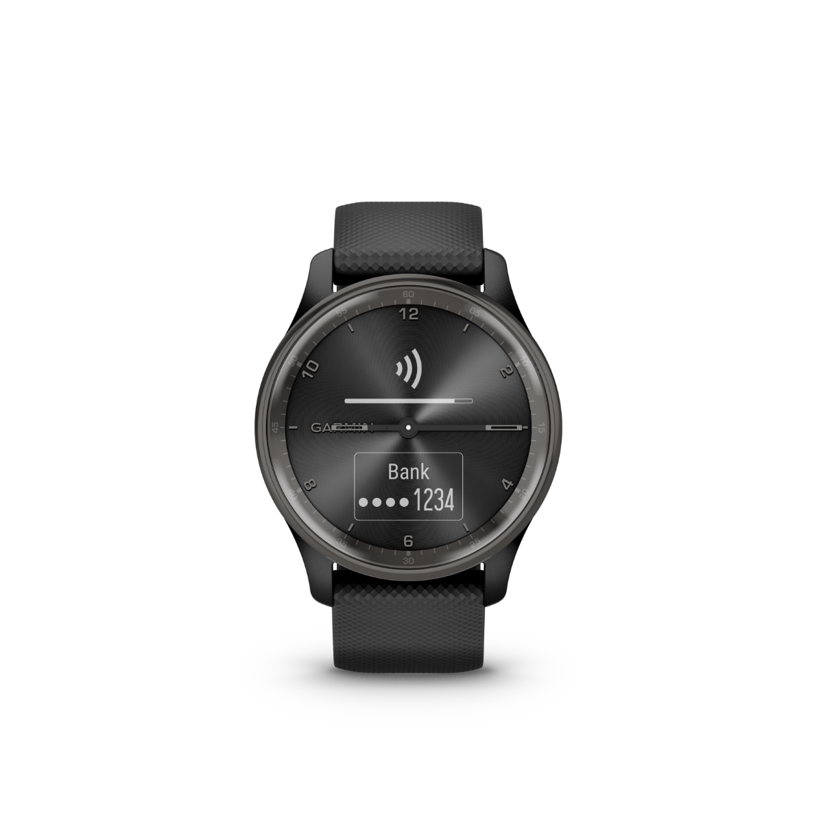 Garmin vivomove Trend Slate Lunette en acier inoxydable avec boîtier noir et bracelet en silicone (010-02665-00)