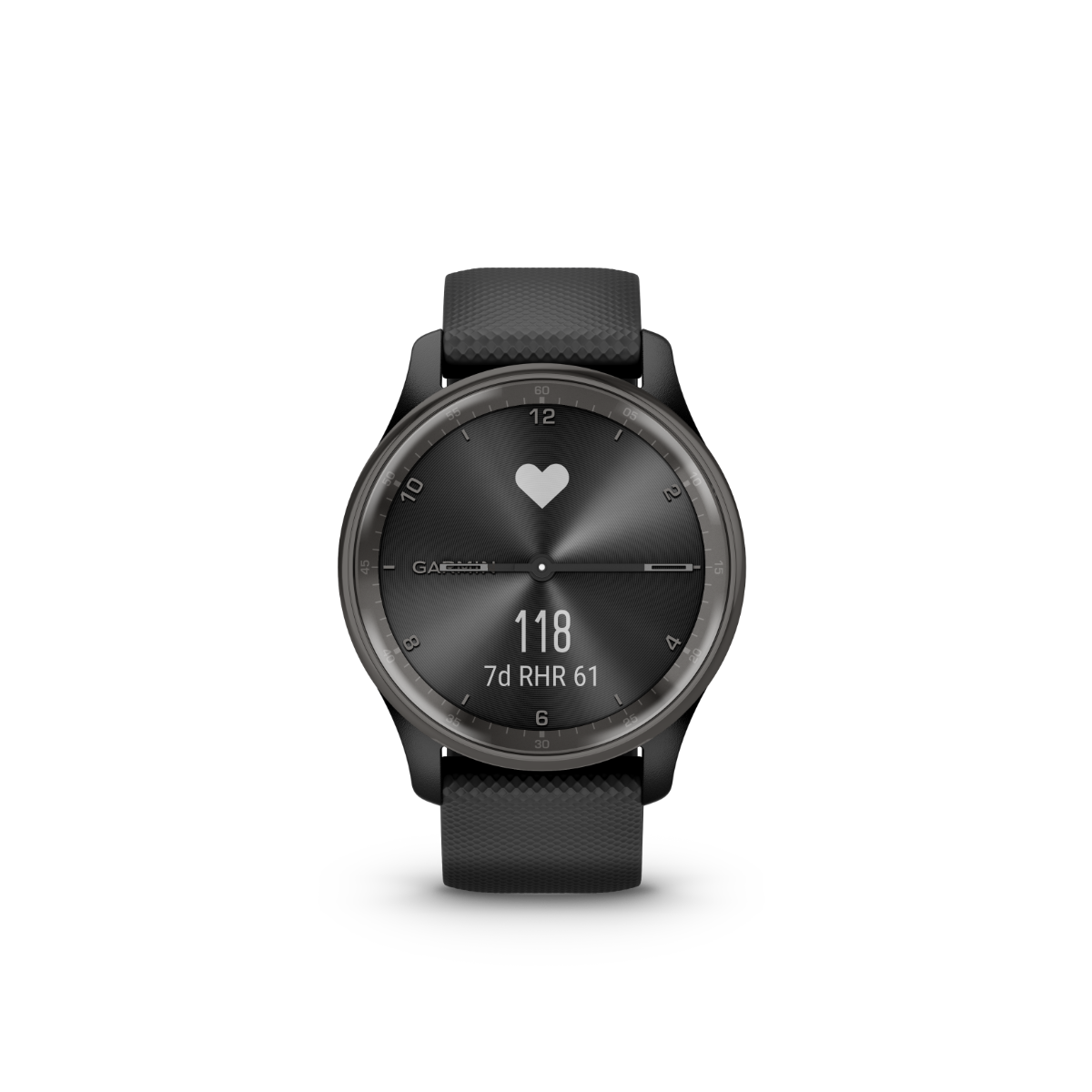 Garmin vivomove Trend Slate Lunette en acier inoxydable avec boîtier noir et bracelet en silicone (010-02665-00)