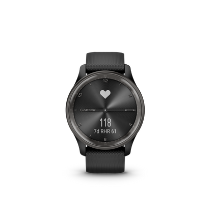 Garmin vivomove Trend Slate Lunette en acier inoxydable avec boîtier noir et bracelet en silicone (010-02665-00)