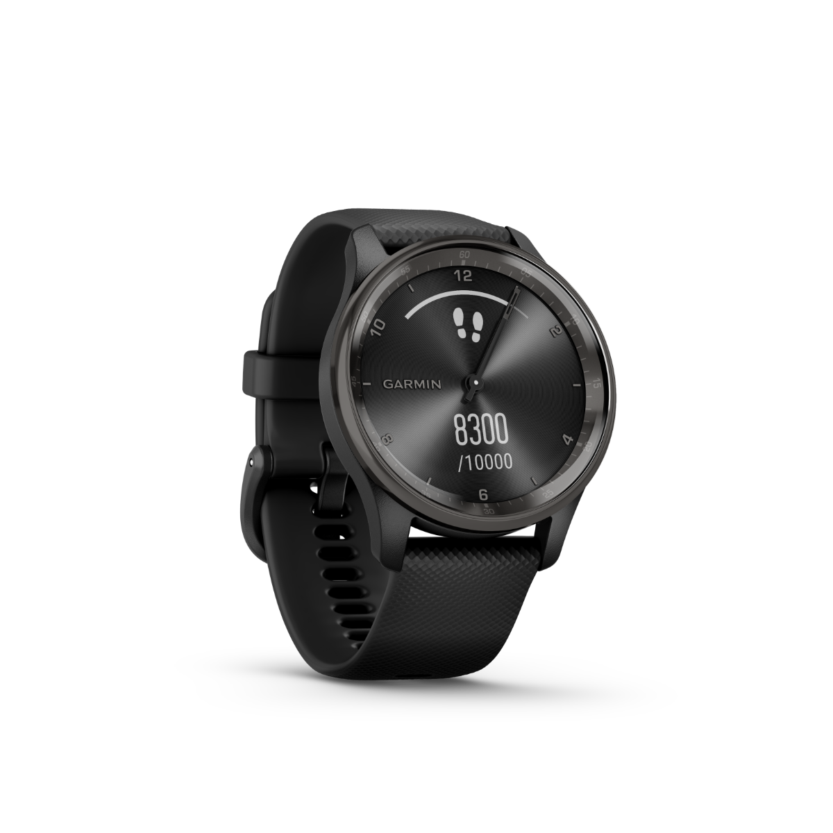 Garmin vivomove Trend Slate Lunette en acier inoxydable avec boîtier noir et bracelet en silicone (010-02665-00)